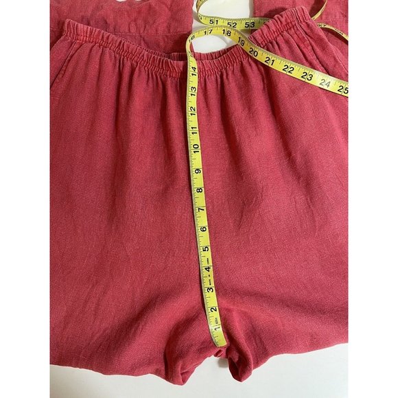 💥Vintage Willow 100% Linen Pants Women's Size Large Red Lagenlook Wide Leg Crop - Picture 11 of 12